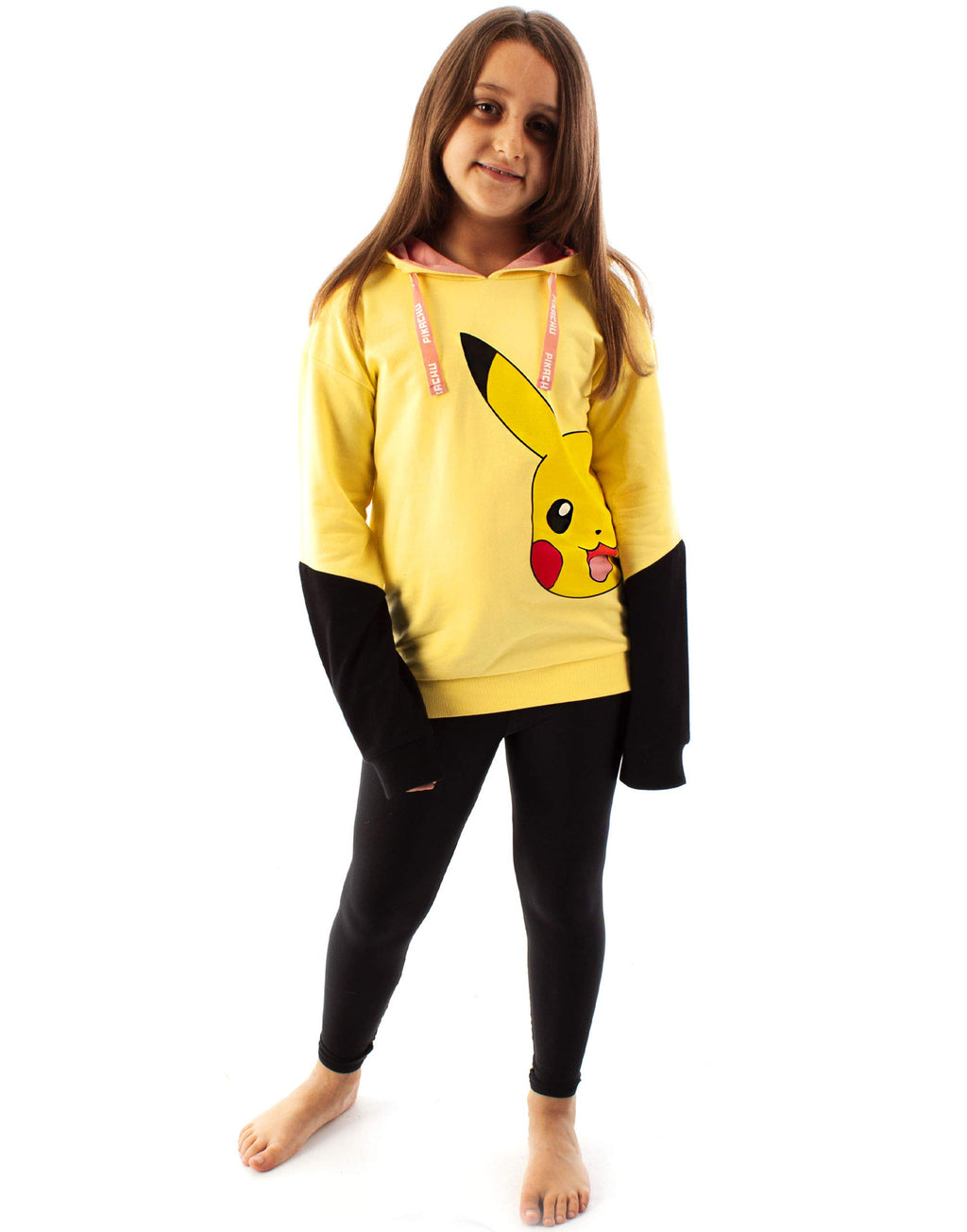 Pokemon Hoodie Girls Kids Yellow Pikachu Hooded Jumper Sweater