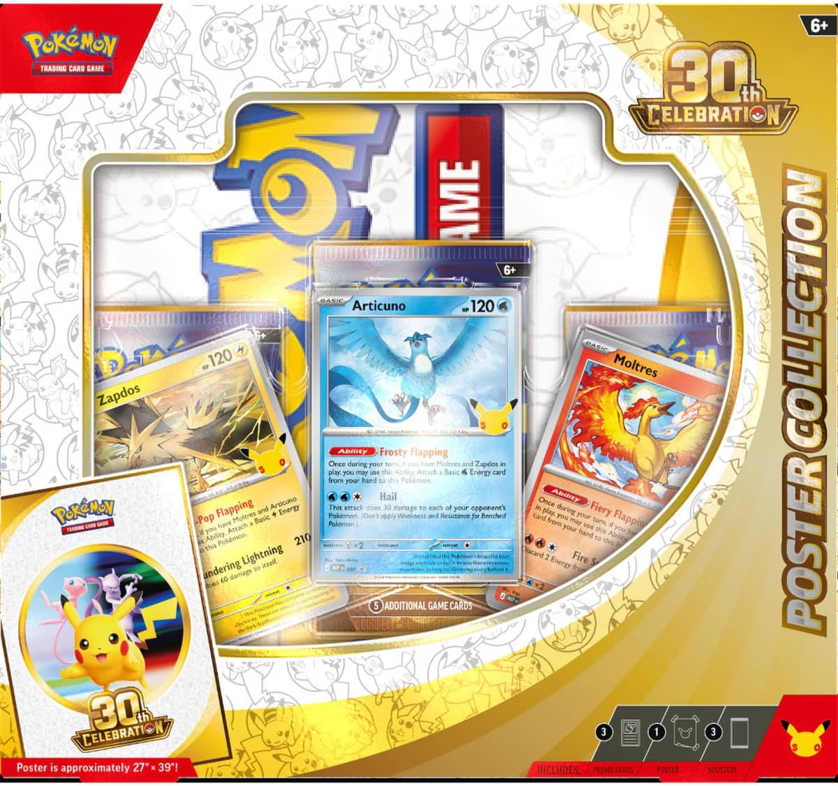 Pokémon TCG: 30th Celebration Poster Collection (3 Promo Cards, 1 Poster & 3 Boosters)