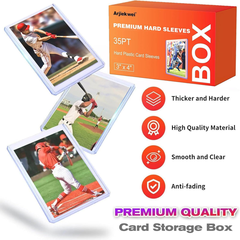200 Card Sleeves Hard Plastic, Arjiekwei 3"X 4" Trading Card Holder, 35PT