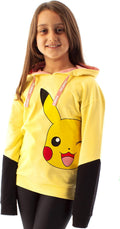 Pokemon Hoodie Girls Kids Yellow Pikachu Hooded Jumper Sweater