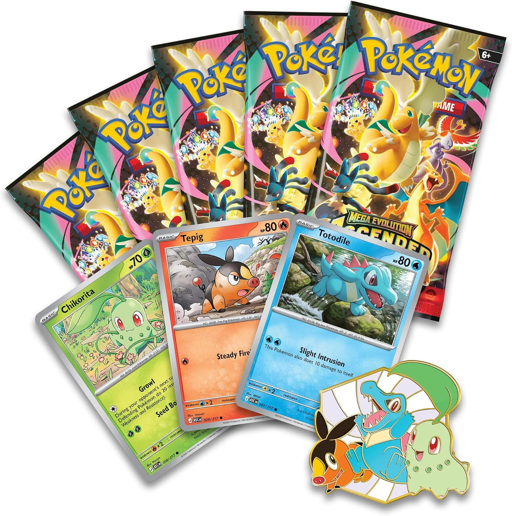 Pokémon TCG: Mega Evolution—Ascended Heroes First Partners Deluxe Pin Collection (3 Foil Promo Cards, 1 Deluxe Pin & 5 Booster Packs
