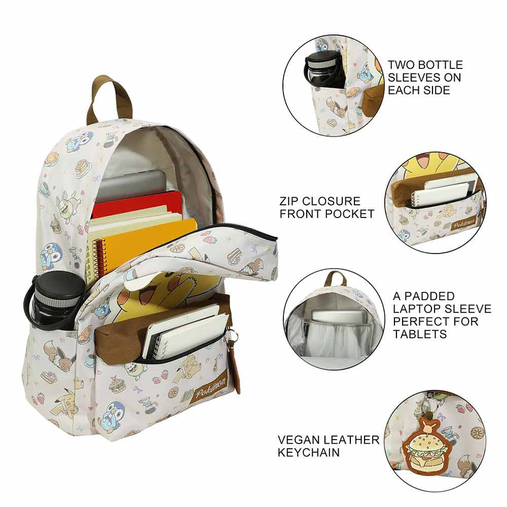 Pokemon Pikachu Eevee Piplup And Yamper Characters Aop Backpack