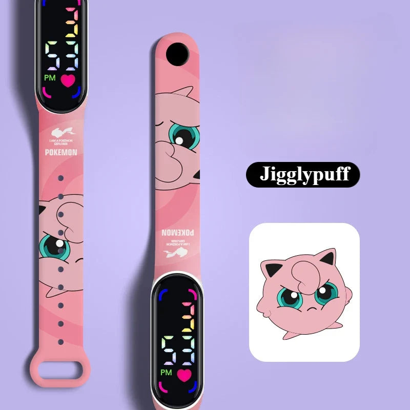 Pokemon Strap LED Electronic Watch New Cute Pikachu Gengar Waterproof Bracelet Fashion Boy Girl Digital Watches Birthday Gift