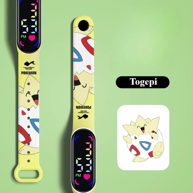Pokemon Strap LED Electronic Watch New Cute Pikachu Gengar Waterproof Bracelet Fashion Boy Girl Digital Watches Birthday Gift