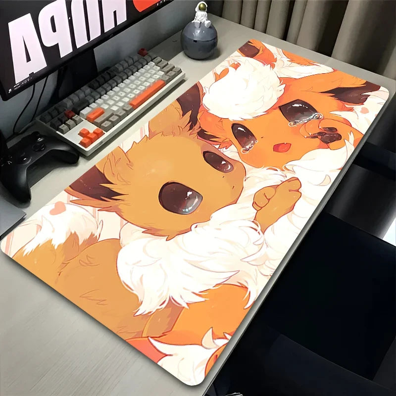 Kawaii Japan Anime Mouse Pad PC Colorful E-eevee Gamer Cabinet Mousepad XXL P-pokemon Keyboard Rug Laptop Gaming Rubber Desk Mat